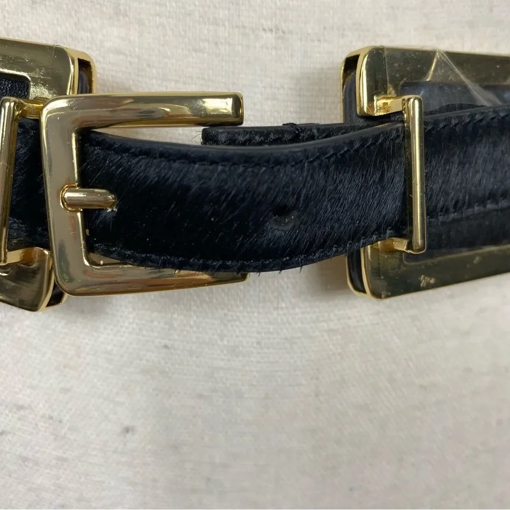 Ann Taylor leather & calf hair elasticized elegant  belt M/L